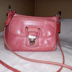 Coach Pink Crossbody Bag with Silver Clasp